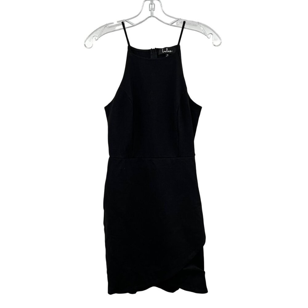 Lulus Womens Sheath Dress Halter Sleeveless Tulip Hem Black Size Medium LBD - Picture 1 of 9